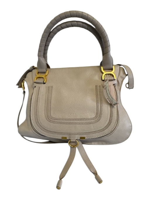 Chloe Beige Leather Zip Close Top Handle Goldtone Hardware Crossbody Bag Beige / M