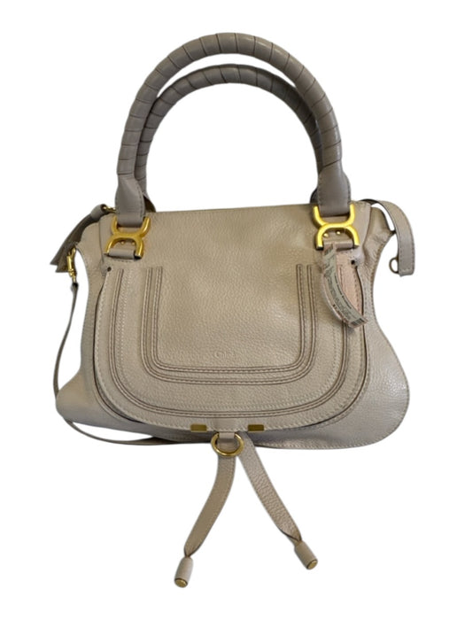 Chloe Beige Leather Zip Close Top Handle Goldtone Hardware Crossbody Bag Beige / M