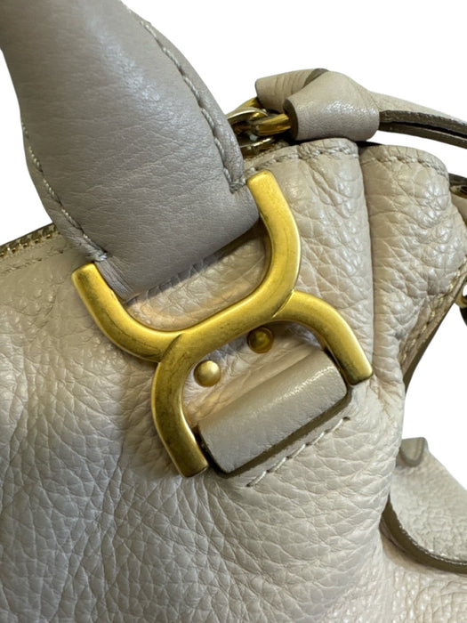 Chloe Beige Leather Zip Close Top Handle Goldtone Hardware Crossbody Bag Beige / M