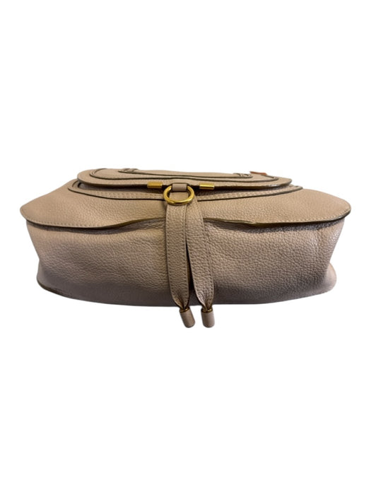 Chloe Beige Leather Zip Close Top Handle Goldtone Hardware Crossbody Bag Beige / M