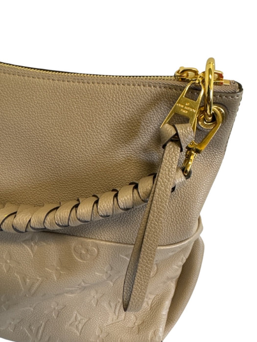 Louis Vuitton Taupe Leather Embossed Zip Close Braided Strap Bag Taupe / L