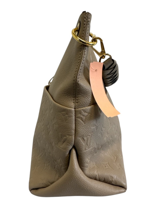 Louis Vuitton Taupe Leather Embossed Zip Close Braided Strap Bag Taupe / L