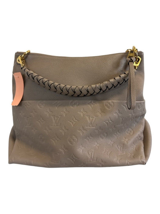Louis Vuitton Taupe Leather Embossed Zip Close Braided Strap Bag Taupe / L