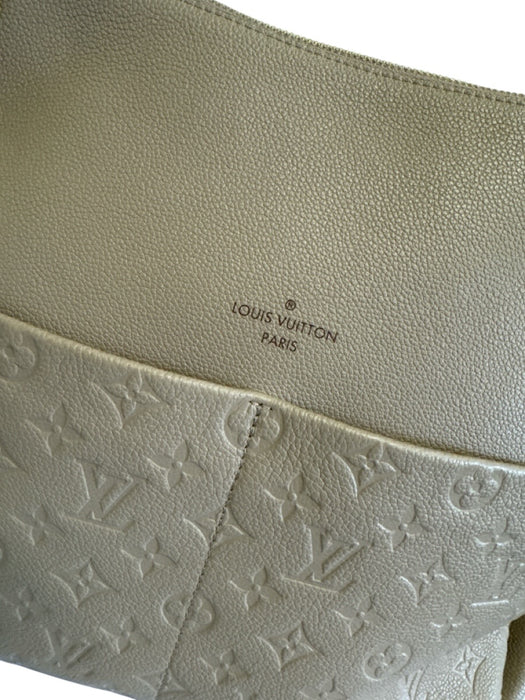 Louis Vuitton Taupe Leather Embossed Zip Close Braided Strap Bag Taupe / L