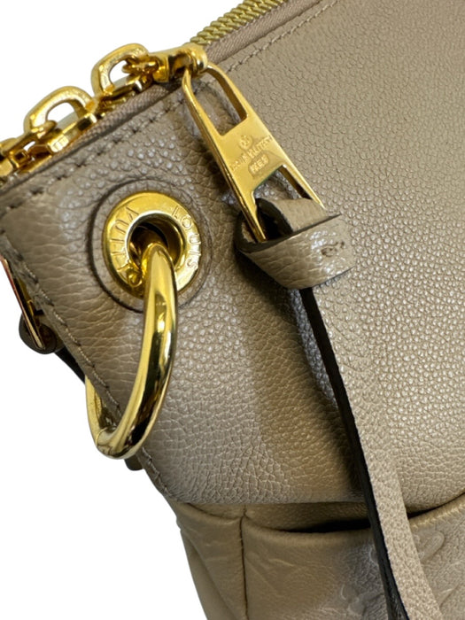 Louis Vuitton Taupe Leather Embossed Zip Close Braided Strap Bag Taupe / L