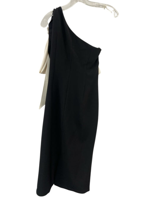 Sachin & Babi Size 8 Black & Cream White Polyester Blend One Shoulder Midi Gown Black & Cream White / 8
