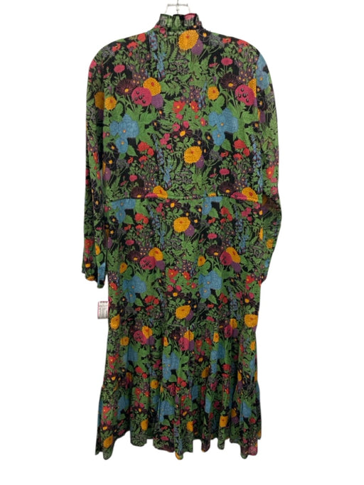 Mille Resort & Travel Size M Black, Green & Multi Print Cotton Botanical Dress Black, Green & Multi Print / M