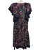 Cleobella Size M Navy Blue, Purple & Multi Cotton Abstract Print V Neck Dress Navy Blue, Purple & Multi / M