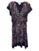 Cleobella Size M Navy Blue, Purple & Multi Cotton Abstract Print V Neck Dress Navy Blue, Purple & Multi / M
