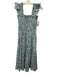 Tuckernuck Size M Light Blue, Red & Cream Cotton Line Print Sleeveless Dress Light Blue, Red & Cream / M