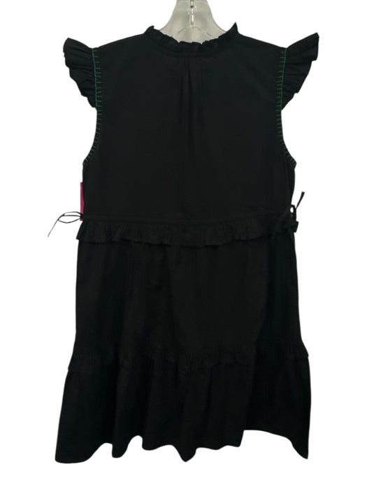 Banjanan Size Est M Black, Green & Multi Cotton Ruffle Detail V Neck Dress Black, Green & Multi / Est M