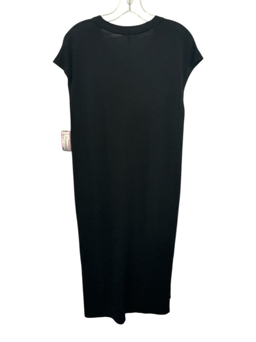 Madewell Size M Black Viscose Blend Heathered Cap Sleeve Side Slits Dress Black / M