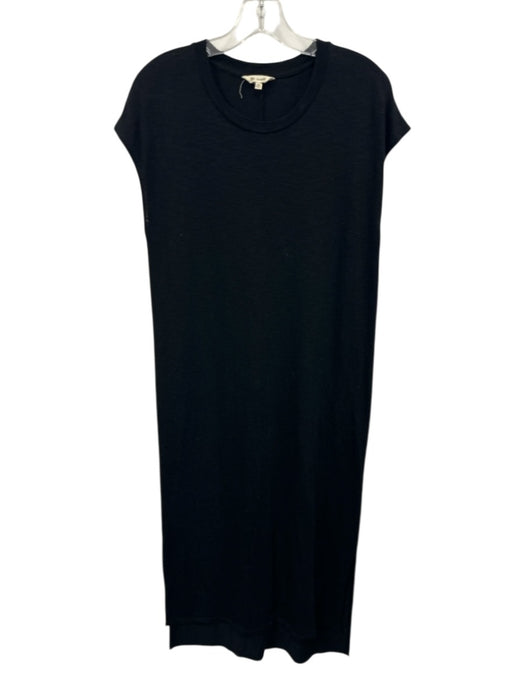 Madewell Size M Black Viscose Blend Heathered Cap Sleeve Side Slits Dress Black / M