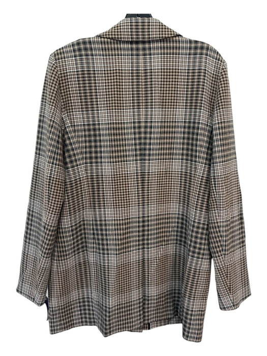 W by Worth Size 10 Black, Brown, White Polyester Blend Long Sleeve Plaid Jacket Black, Brown, White / 10