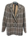 W by Worth Size 10 Black, Brown, White Polyester Blend Long Sleeve Plaid Jacket Black, Brown, White / 10