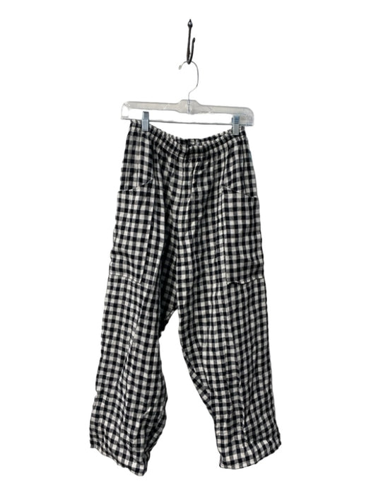 Jewel Toffier Size Large Black & White Linen Side Pockets Checked Pull On Pants Black & White / Large