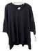 Planet Size One Size Black Pima Cotton V Neck 3/4 Sleeve Drop Shoulder Boxy Top Black / One Size