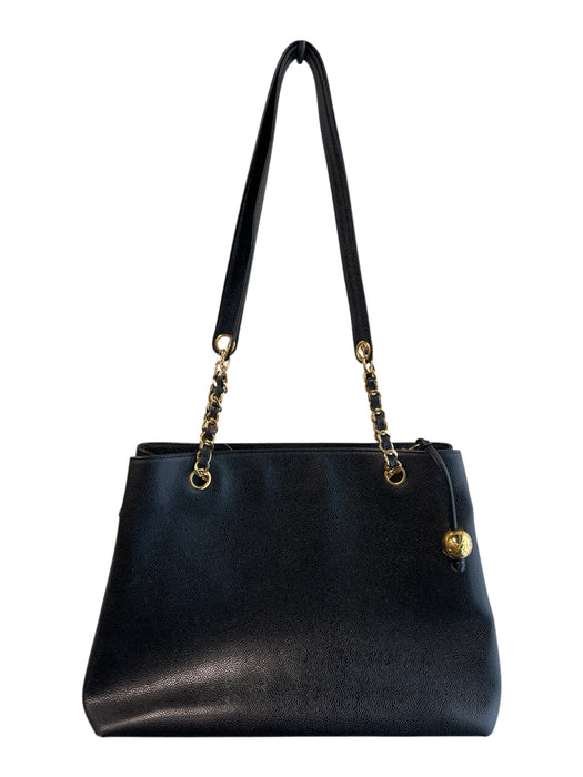 Chanel Black Leather goldtone hardware Front Pocket Interior Zip Pocket Bag Black / Large