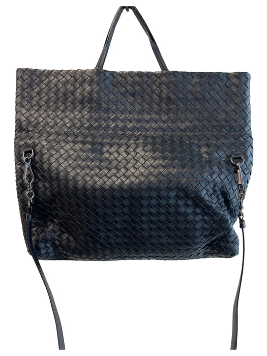Bottega Veneta Black Leather Weave 2 handles Shoulder & Crossbody Strap Bag Black / Medium