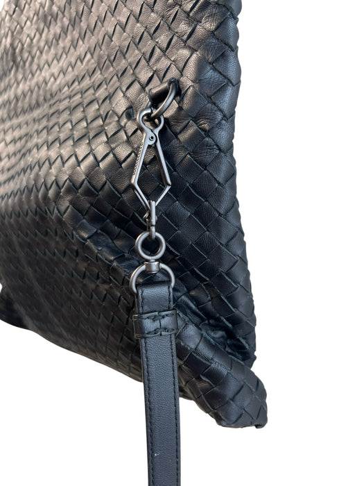 Bottega Veneta Black Leather Weave 2 handles Shoulder & Crossbody Strap Bag Black / Medium