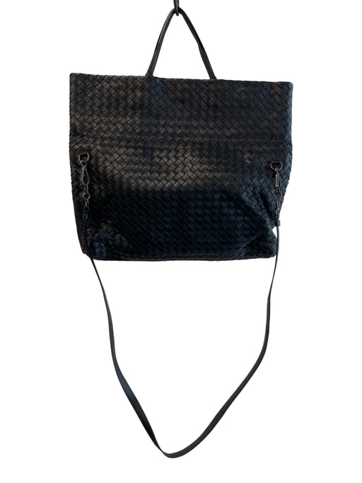 Bottega Veneta Black Leather Weave 2 handles Shoulder & Crossbody Strap Bag Black / Medium
