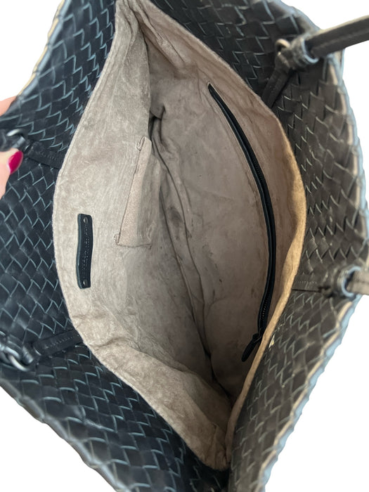 Bottega Veneta Black Leather Weave 2 handles Shoulder & Crossbody Strap Bag Black / Medium