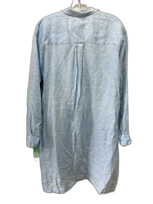 Frank & Eileen Size L Light Blue Linen Button Down Long Sleeve Shirt Dress Light Blue / L