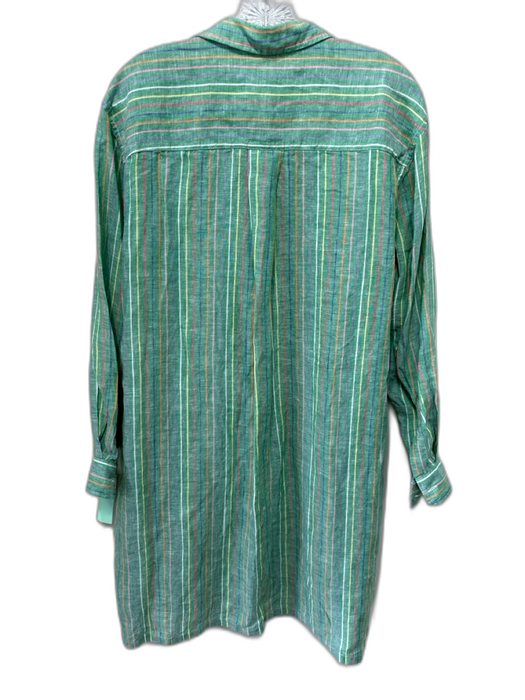 Frank & Eileen Size M Green, Orange, Pink Linen Button Down Long Sleeve Dress Green, Orange, Pink / M