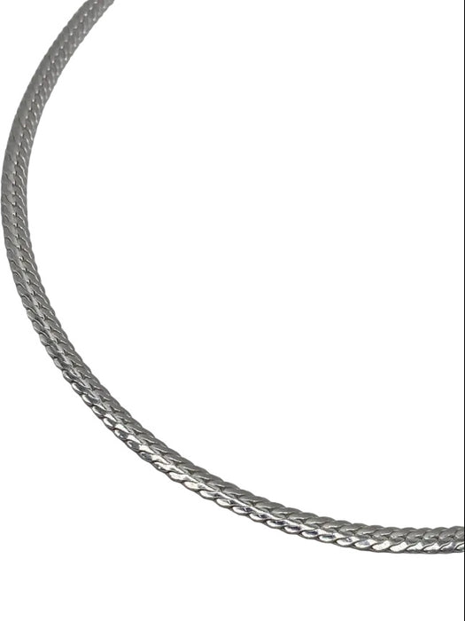 Quality Gold Inc. Silver Tone 925 Sterling Silver Flat Chain Short Necklace