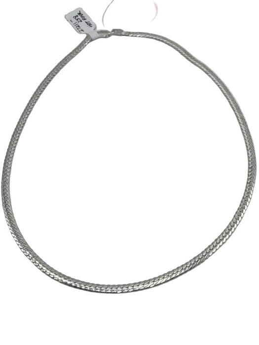 Quality Gold Inc. Silver Tone 925 Sterling Silver Flat Chain Short Necklace