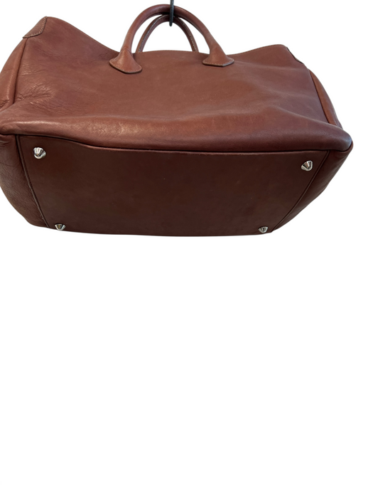 Mark & Graham Dark Brown Leather Top Handles Interior Zip Pocket Feet Tote Bag Dark Brown / Medium