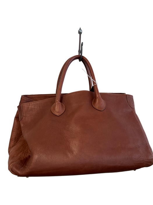 Mark & Graham Dark Brown Leather Top Handles Interior Zip Pocket Feet Tote Bag Dark Brown / Medium