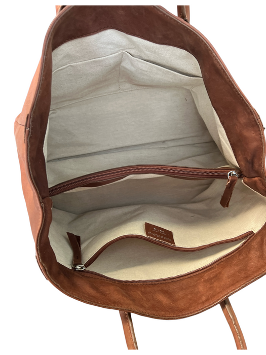 Mark & Graham Dark Brown Leather Top Handles Interior Zip Pocket Feet Tote Bag Dark Brown / Medium