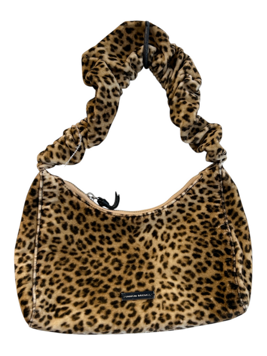 Loeffler Randall Tan & Brown Faux Fur Top Zipper Shoulder Gold Hardware Bag Tan & Brown / Small