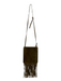 Ann Mashburn Olive Suede Top Zipper Fringe Snap Pocket Bohemian Bag Olive / Small