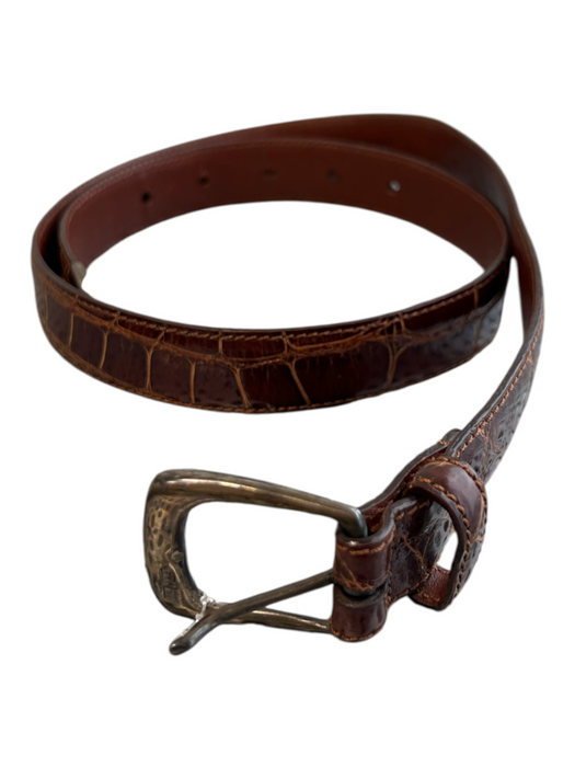 Polo Ralph Lauren Brown Alligator Silver Hardware Belts Brown / 30