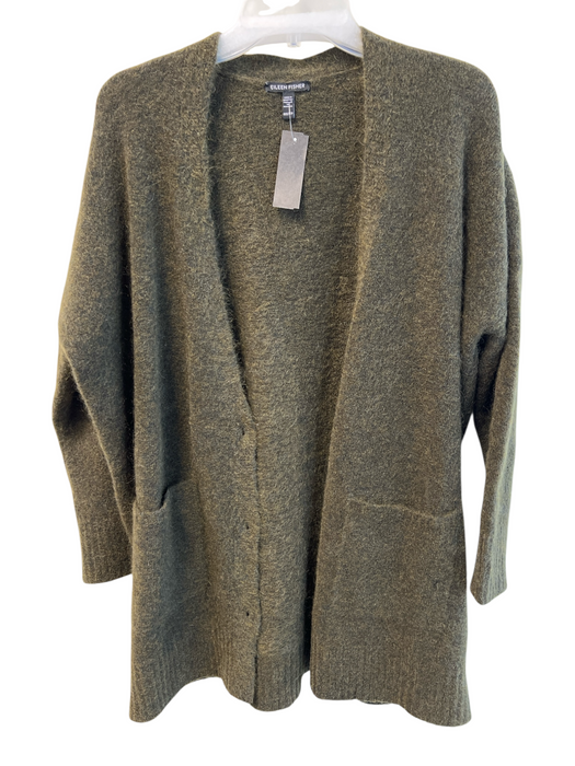 Eileen Fisher Size XXS Dark Green Mohair Blend Front Button Oversize Cardigan Dark Green / XXS