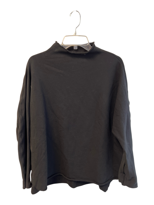 Frank & Eileen Size Large Black Cotton High Neck Long Sleeve Boxy Fit Top Black / Large