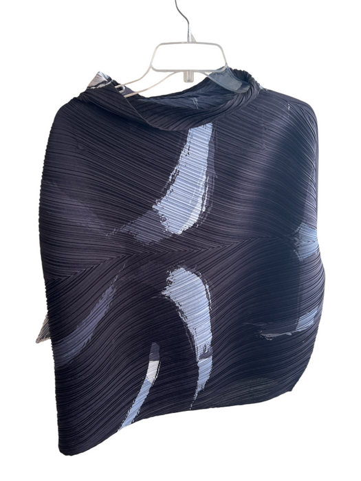 Vanite Couture Size Est M Black, Blue & White Polyester & Spandex High Neck Top Black, Blue & White / Est M
