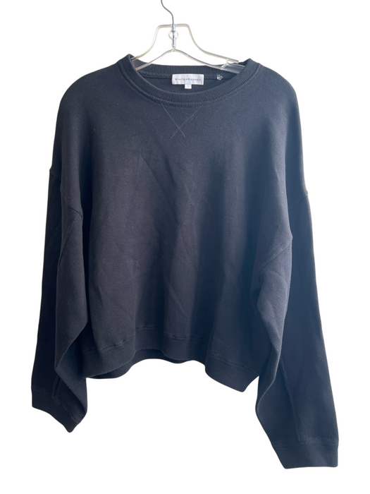 White + Warren Size Large Black Organic Cotton Long Sleeve Round Neck Top Black / Large