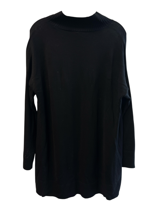 Eileen Fisher Size Medium Black Extra fine merino wool Long Sleeve High Neck Top Black / Medium