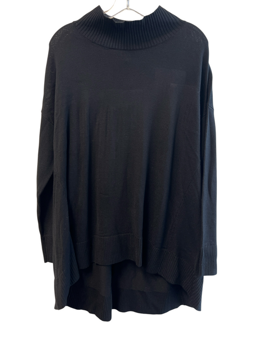 Eileen Fisher Size Medium Black Extra fine merino wool Long Sleeve High Neck Top Black / Medium