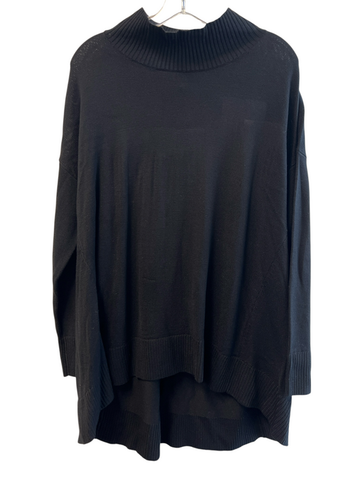 Eileen Fisher Size Medium Black Extra fine merino wool Long Sleeve High Neck Top Black / Medium