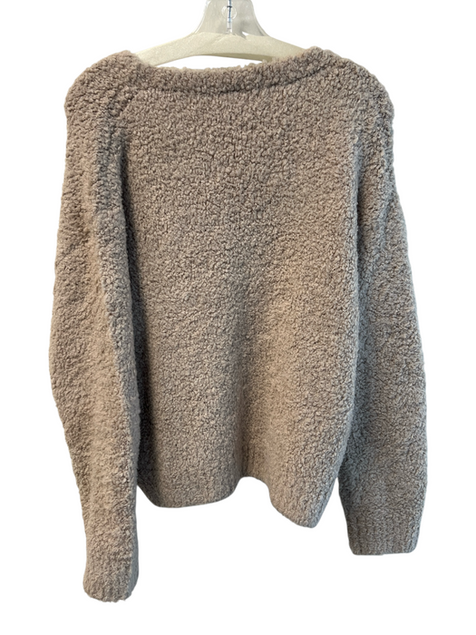 Enya Costa Size Medium Light taupe Wool & Nylon V Neck Knubby Knit Cardigan Light taupe / Medium