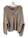 Enya Costa Size Medium Light taupe Wool & Nylon V Neck Knubby Knit Cardigan Light taupe / Medium
