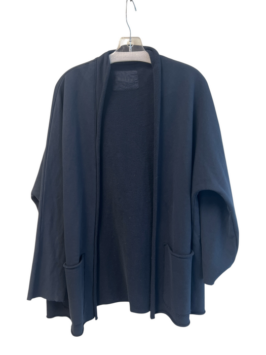 Frank & Eileen Size Large Black Cotton Open Front Front Pocket rolled hem Blazer Black / Large