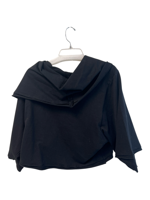 Planet Size One Size Black Cotton 3/4 Sleeve Cropped Cowl neck Sweatshirt Top Black / One Size