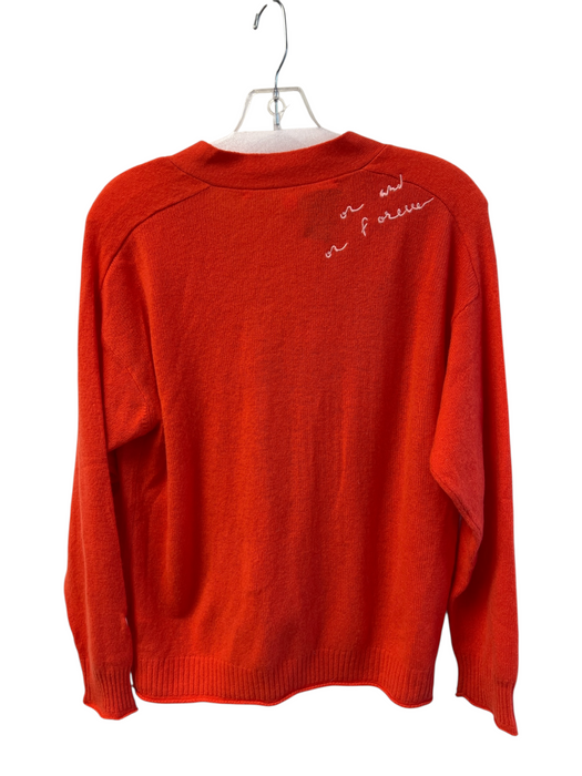 Kerri Rosenthal Size Medium Orange Cashmere Front Button V Neck Sweater Orange / Medium