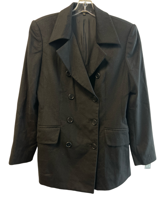 Isaac Mizrahi Size 10 Black Cashmere Double Breast Peacoat Pockets Jacket Black / 10