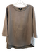Lior Paris Size Large Taupe Polyester & Viscose Round Neck 3/4 Sleeve Tunic Top Taupe / Large